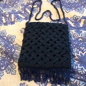 COPY - Vintage Waffle & Fringe Evening Bag